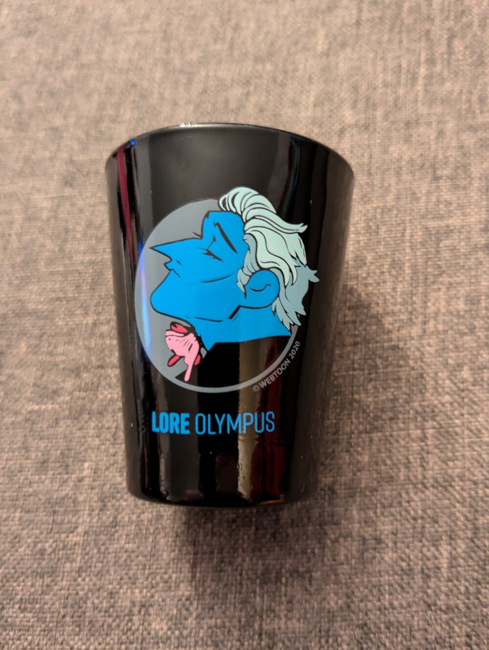 Lore Olympus Black Shot Glass with Hades and Persephone Moth Butterfly